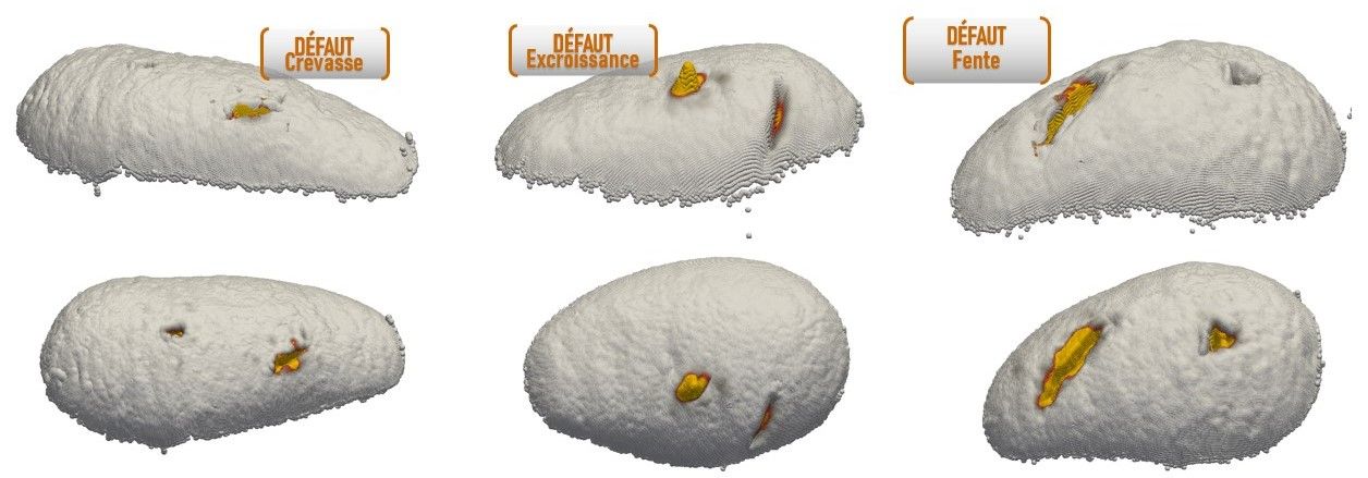 Détection 3D des défauts de surface (crevasse, excroissance, fente)